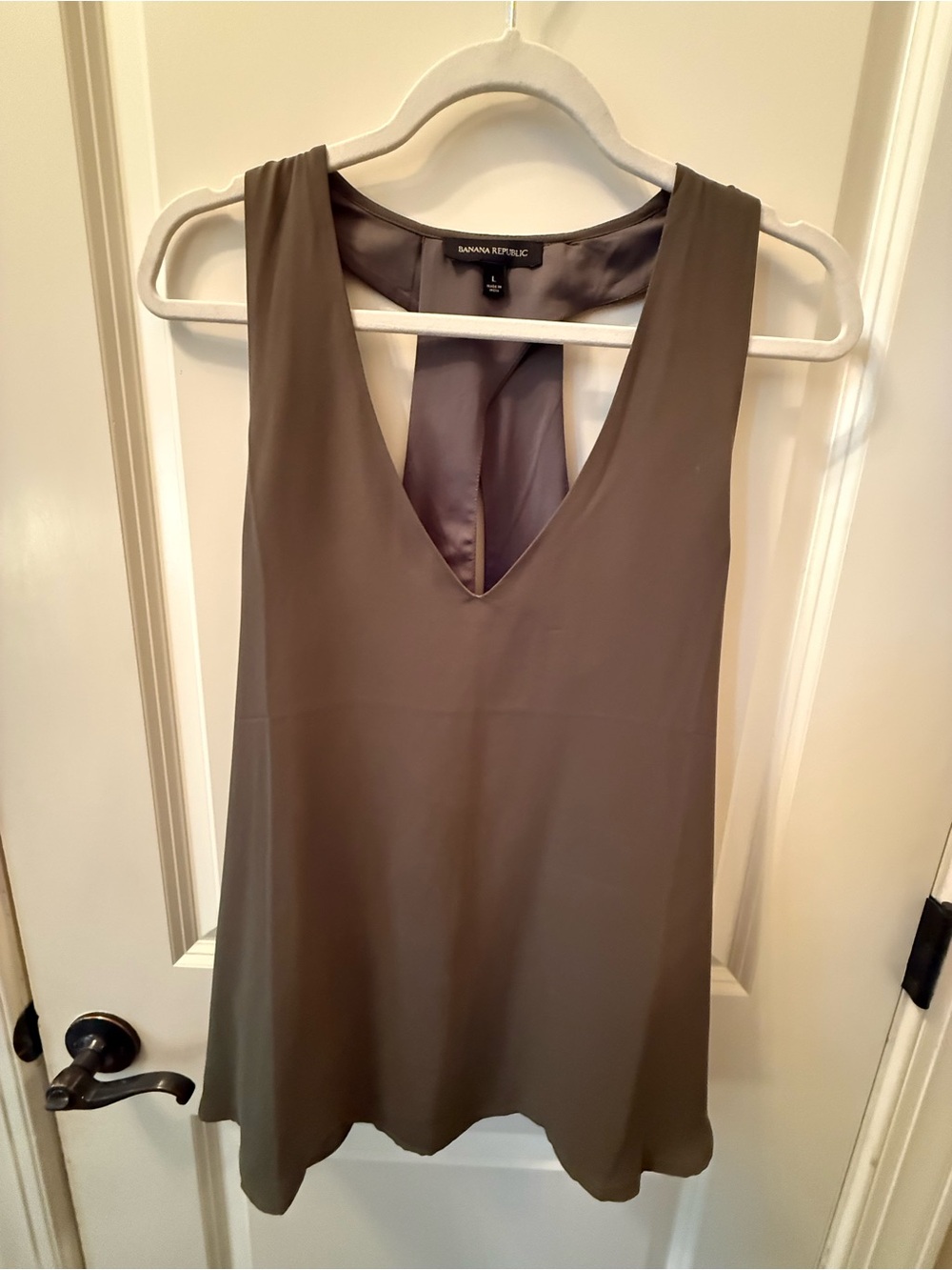 Banana Republic Olive Green V-Neck Sleeveless Tank